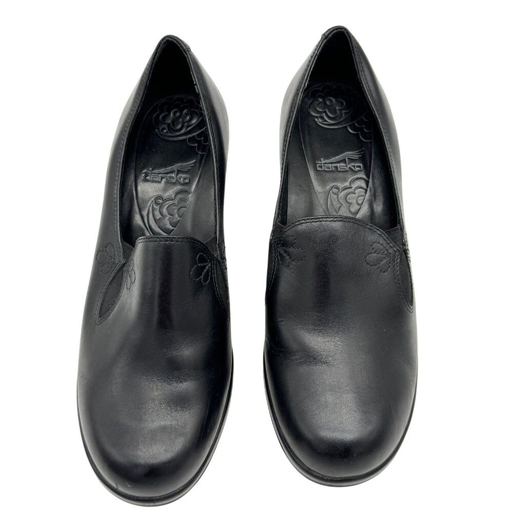 Dansko Womens Pumps Heeled Clogs Loafers Size 10 Black Leather Slip-On Party